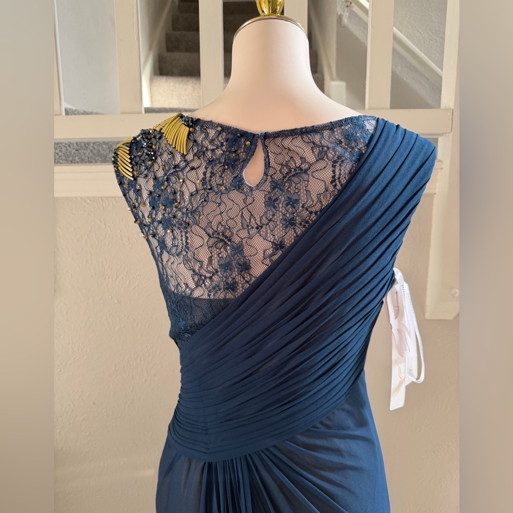 One Shoulder Navy Blue Dress - Picture 6 of 13
